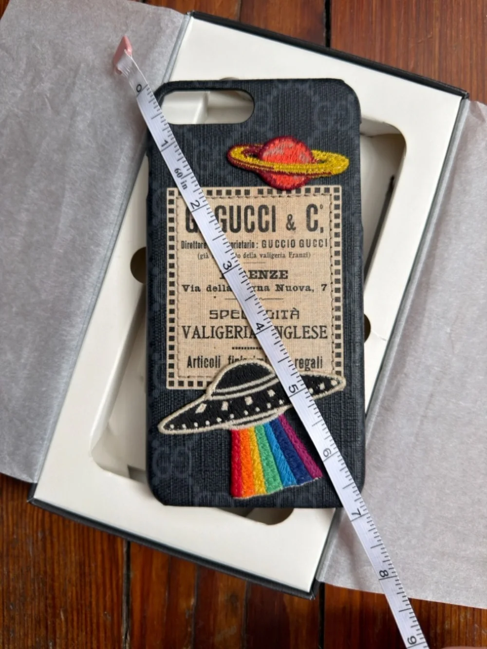 Gucci Black Embroidered UFO & Planet Denim iPhone Case